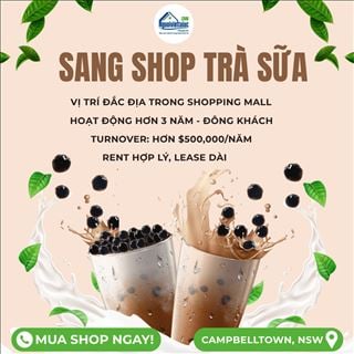 Sang shop Gongcha vùng Campbelltown - vị trí đẹp, income ổn định